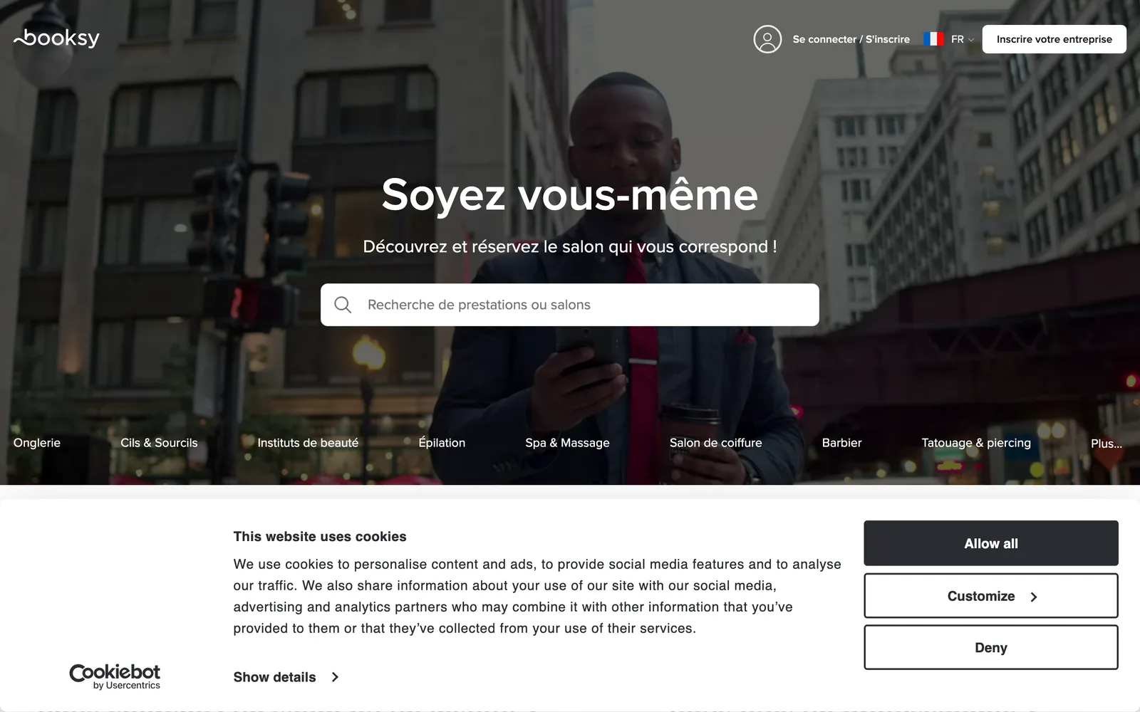 Booksy homepage, May 2026